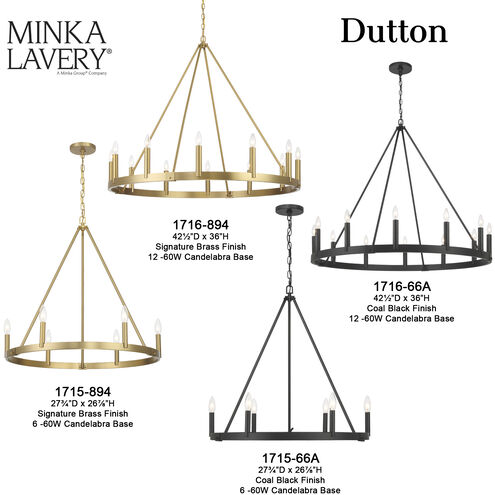 Dutton 12 Light 42.5 inch Signature Brass Chandelier Ceiling Light